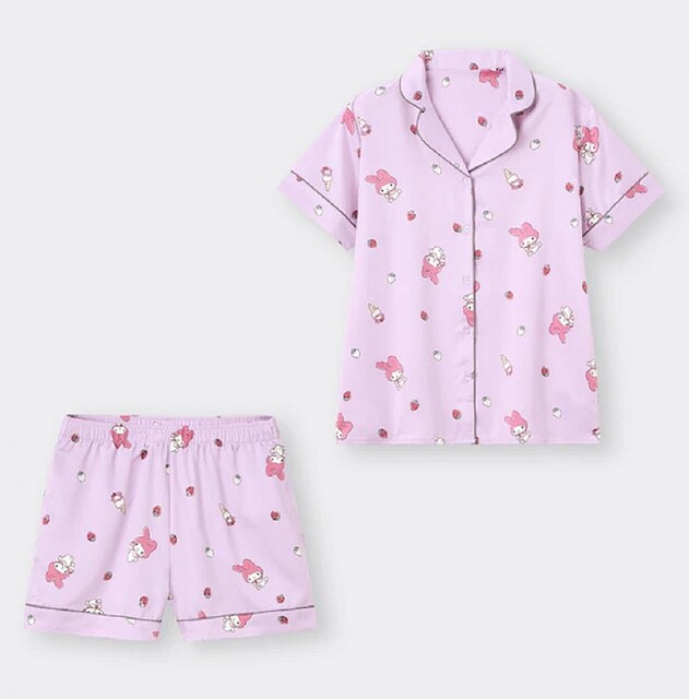 GU×「サンリオ」のパジャマにキュンワンポイント、総柄どっちも可愛い。