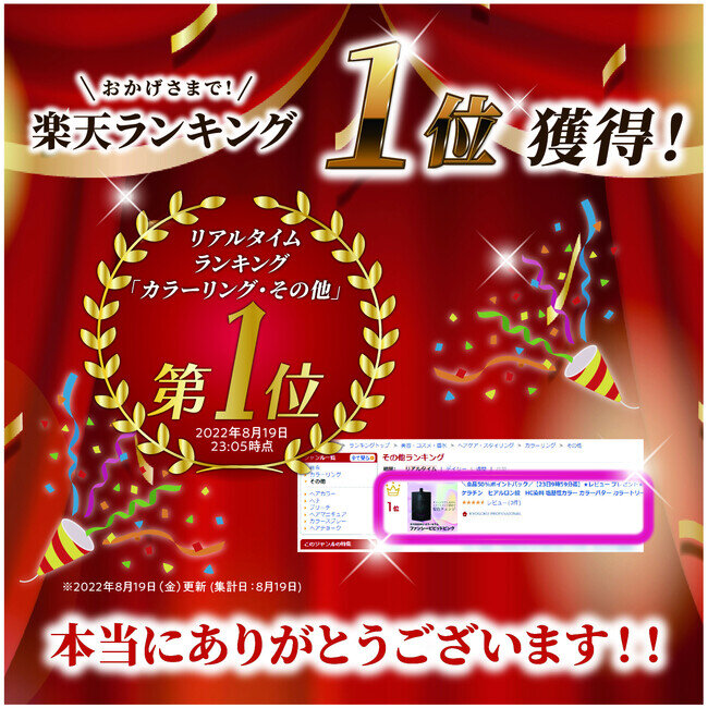 株式会社kyogokuが展開する美容ブランド「KYOGOKU PROFESSIONAL」で人気の「KYOGOKU カラーセラム」が楽天市場の「カラーリング・その他」部門で１位獲得！