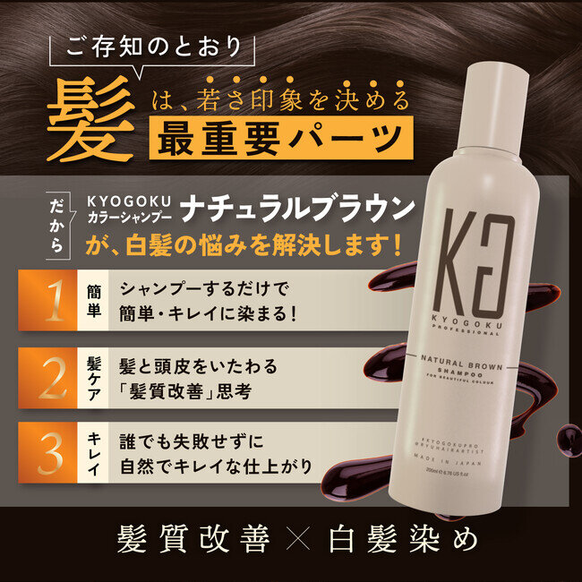株式会社kyogokuが展開する美容ブランド「KYOGOKU PROFESSIONAL」より「KYOGOKU ナチュラルブラウン」カラーシャンプーの販売日が決定いたしました！