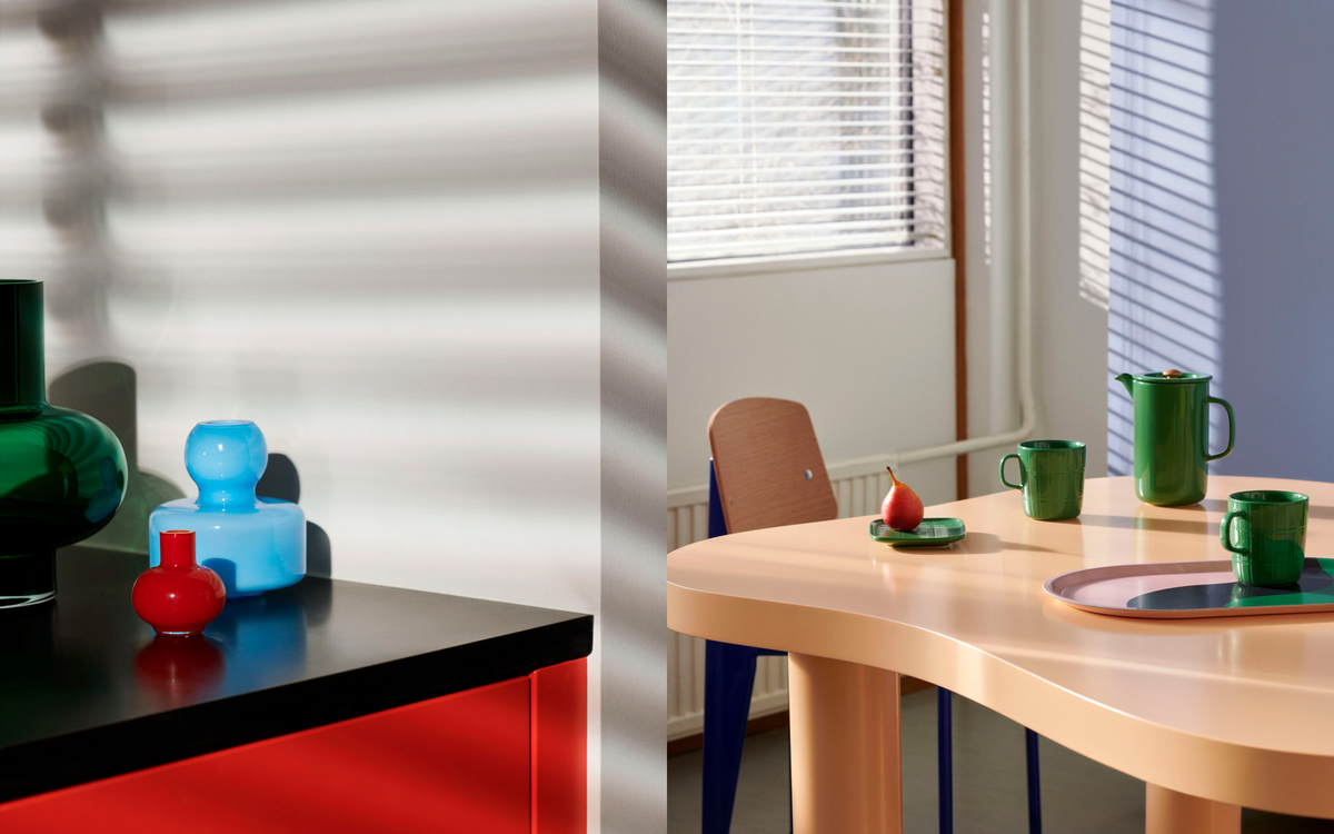 【マリメッコ】新作ホームコレクション-大胆で鮮やかなカラーリングのフラワーベース、テーブルウェアなど