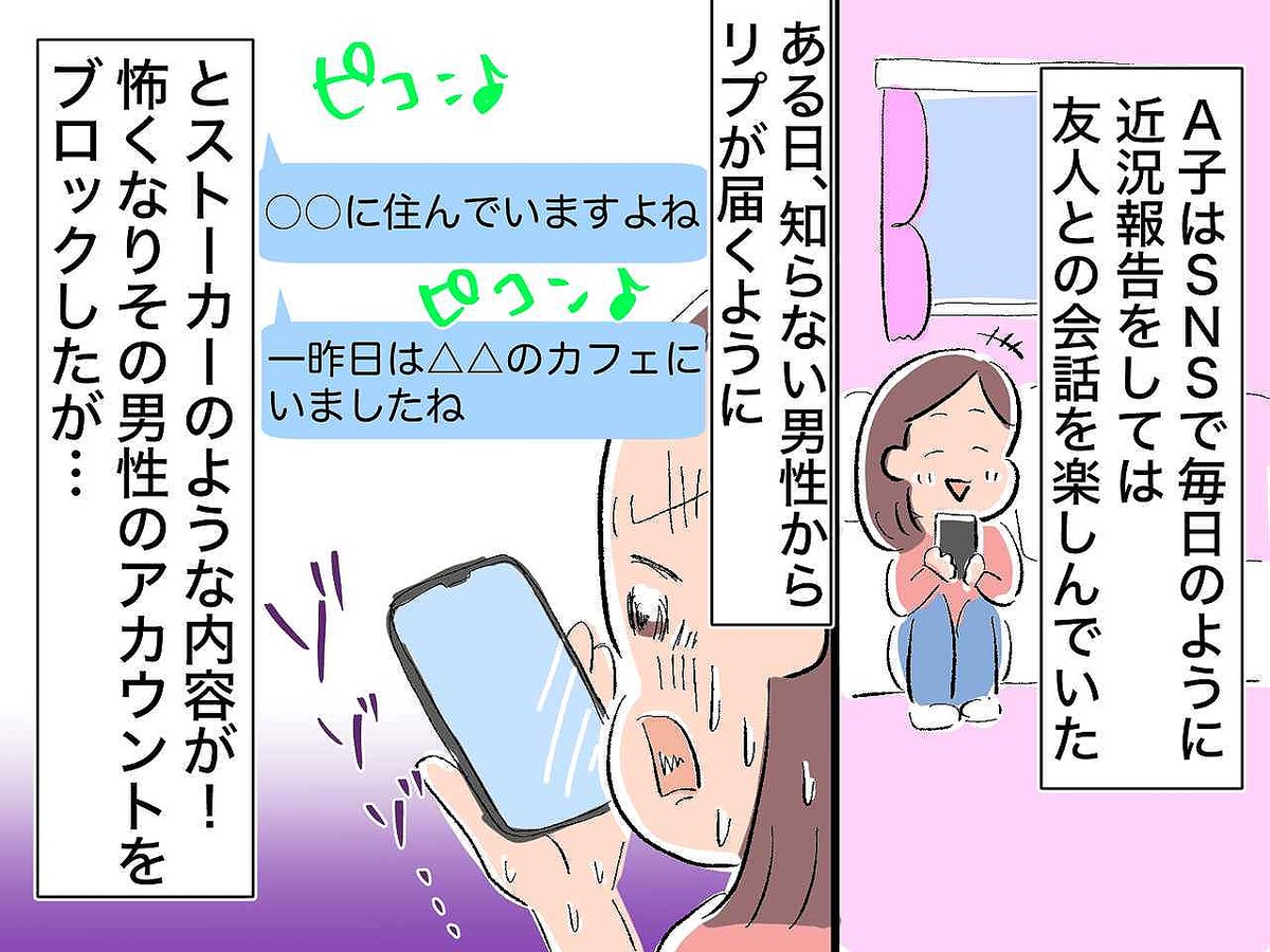 見知らぬ男性「君の家、知ってるよ？」【SNSで友人と近況報告】ある日、粘着質なユーザーが現れ？