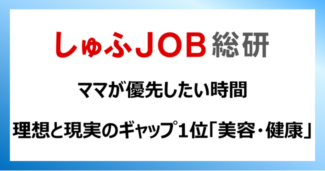 【ママが優先したい時間】理想と現実のギャップ1位は「美容・健康」