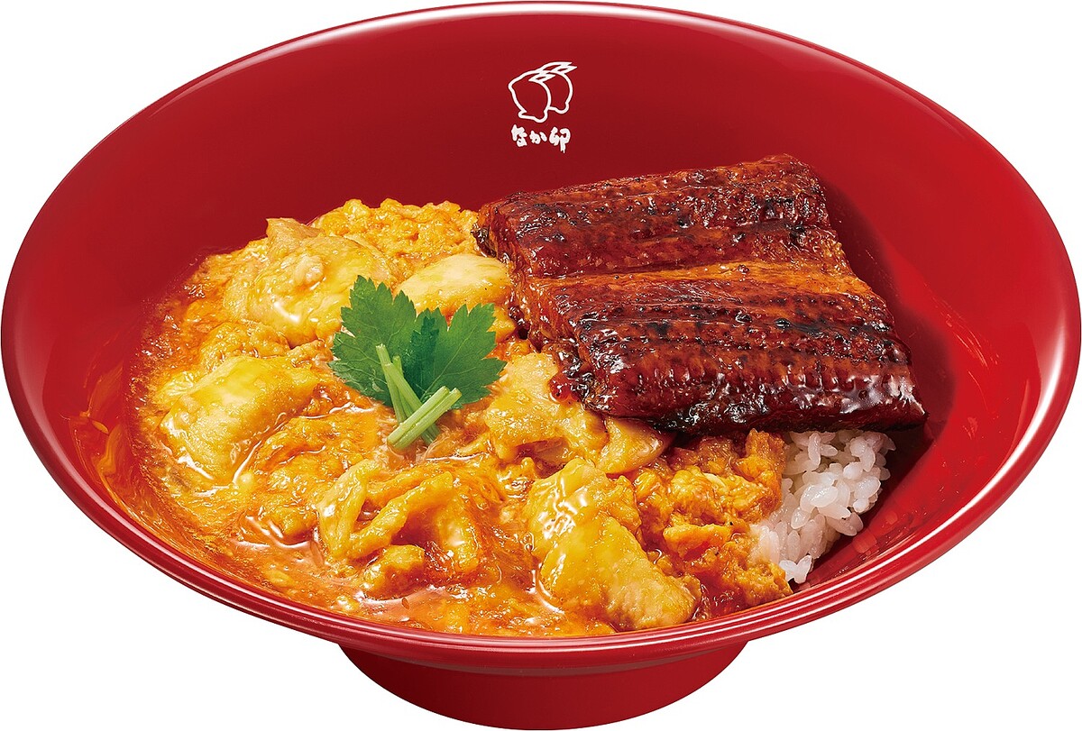 なか卯「うなぎあいがけ親子丼」発売、3度タレつけ･焼きでふっくら仕上げる蒲焼×ふわとろの親子丼