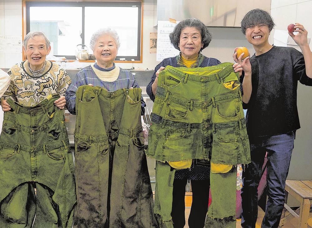 「りんご染め」デニム、パリコレに…廃棄する剪定枝で黄緑色に染め上げ「リンゴに新たな価値を」