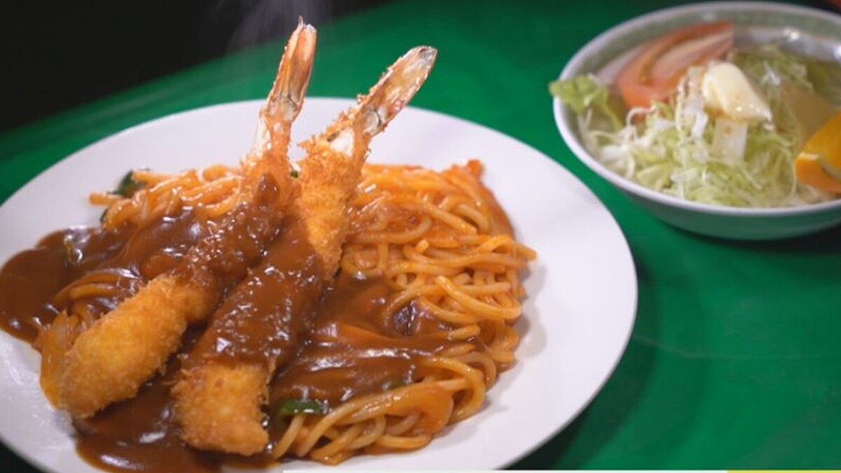【新潟グルメ】ドリームコンビ!?山盛りナポリタン×ジャンボエビフライ2本!ボリューム満点グルメ【加茂市】