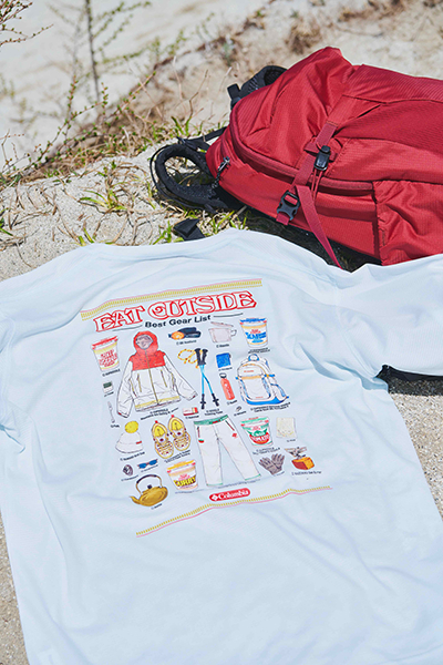 登山ギアに紛れ込んだ“謎肉”を探せ!汗でひんやり涼める「カップヌードル × Columbia」コラボTシャツに注目