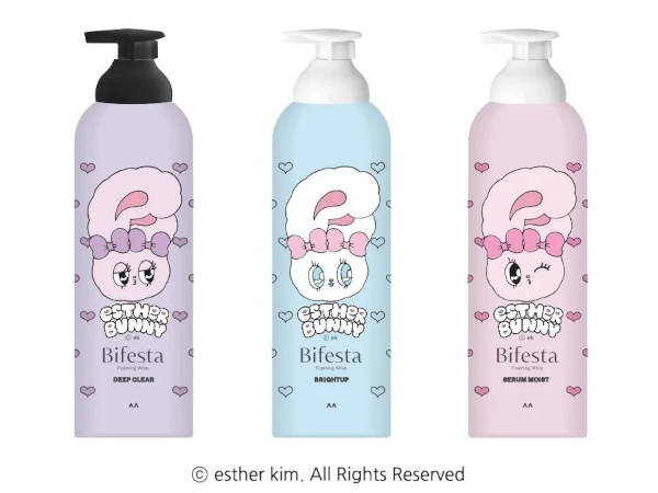 マンダム、「ビフェスタ 泡洗顔」からEsther Kim氏が手がけるPOPでキュートな「エスターバニー」デザインの3種を数量限定発売